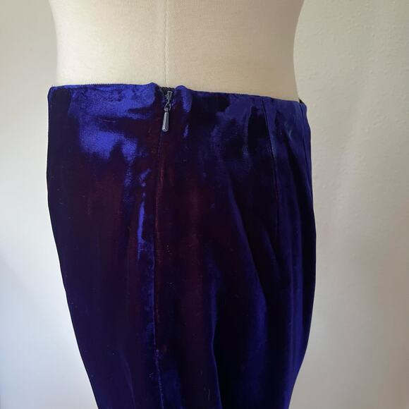 Vintage 90s / Y2K Purple Blue Velvet Pants Iridescent Straight // Size Medium 10 - Picture 3 of 6